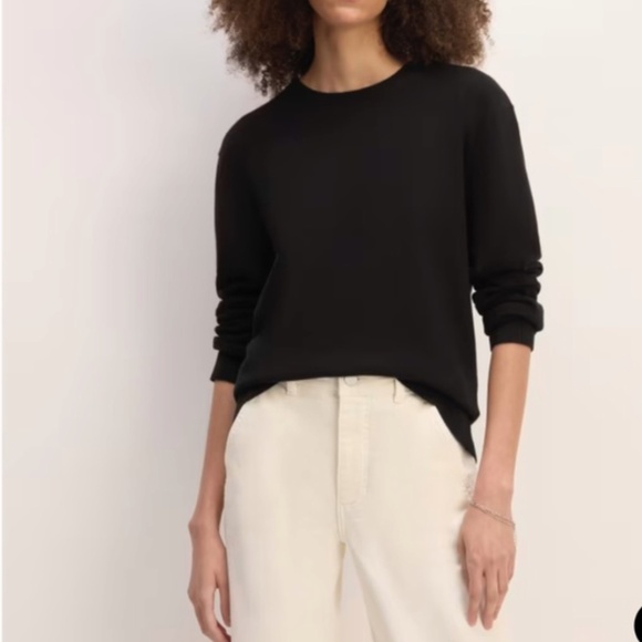 EVERLANE Black 100% Cashmere Crewneck Oversized Sweater Size Small - Picture 1 of 7